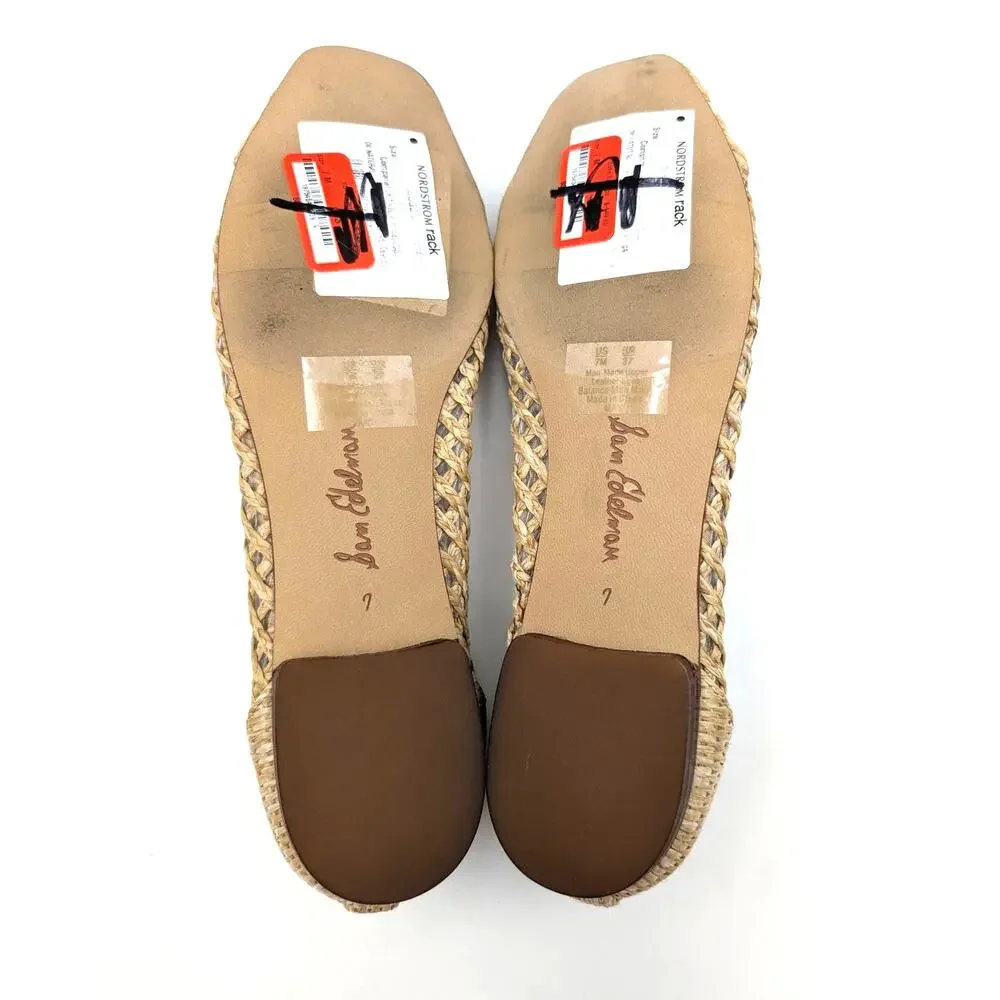 Sam Edelman May Ballet Flat Bow Detail Women's Woven Raffia Size US7 EU37.5